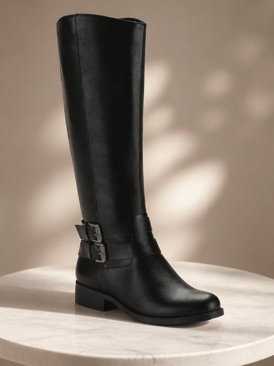Style & Co. Shoes - Style & Co Women's Black Maliaa Faux Leather Knee High Riding Boots NWT